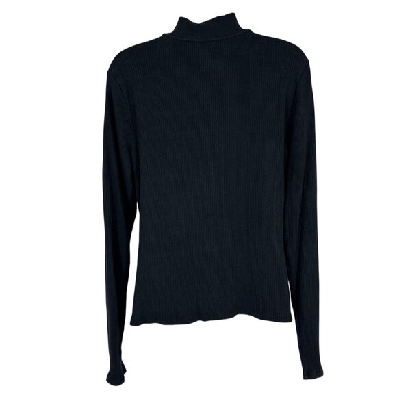 Maeve By Anthropologie Black Ribbed Mock Neck Long Sleeve Top Size L - Picture 3 of 7